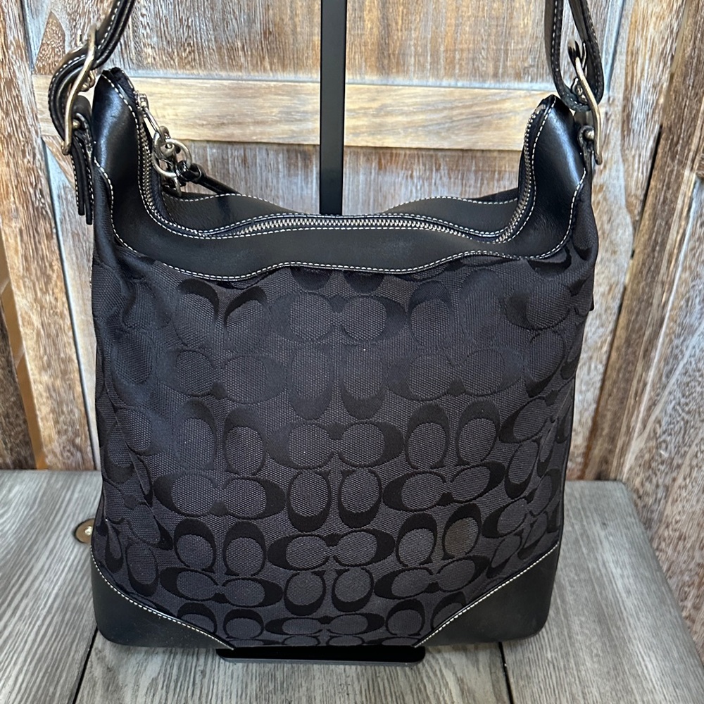 Coach Vintage 6346 Chelsea Signature Black Canvas Leather Shoulder Bag - Picture 2 of 14